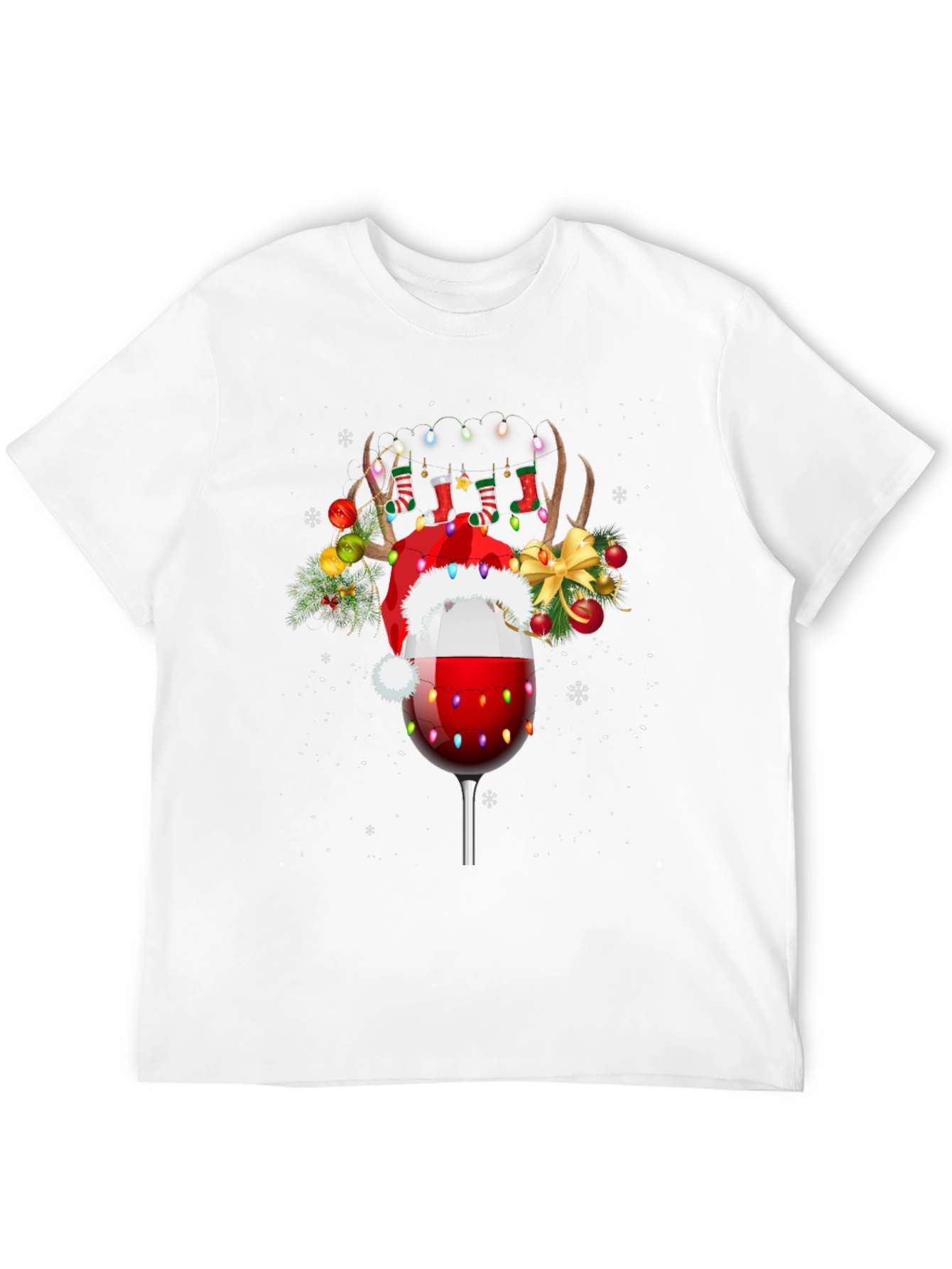 Festive Wine Glass Reindeer T-Shirt
