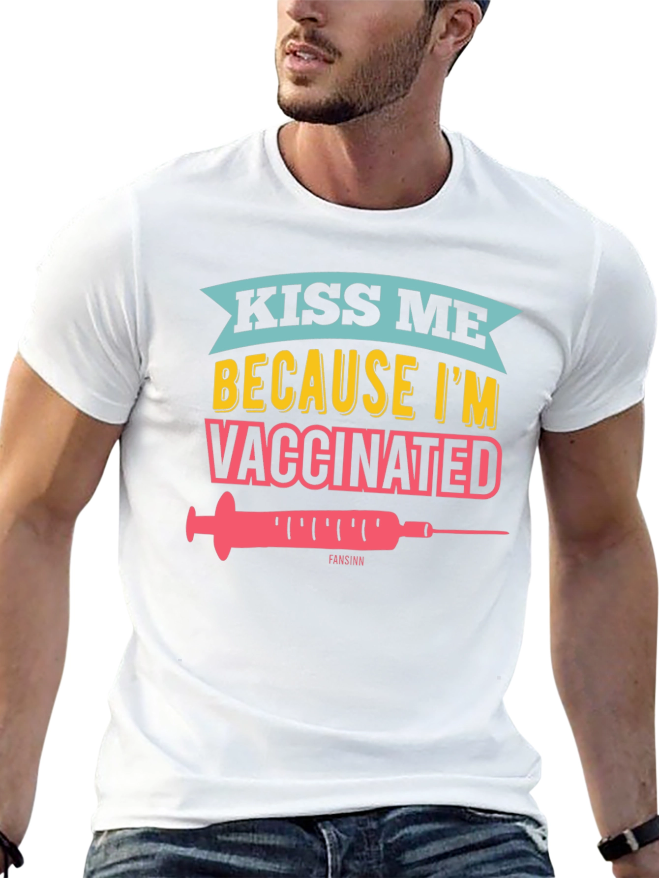 Kiss Me Im Vaccinated Black Graphic Tee