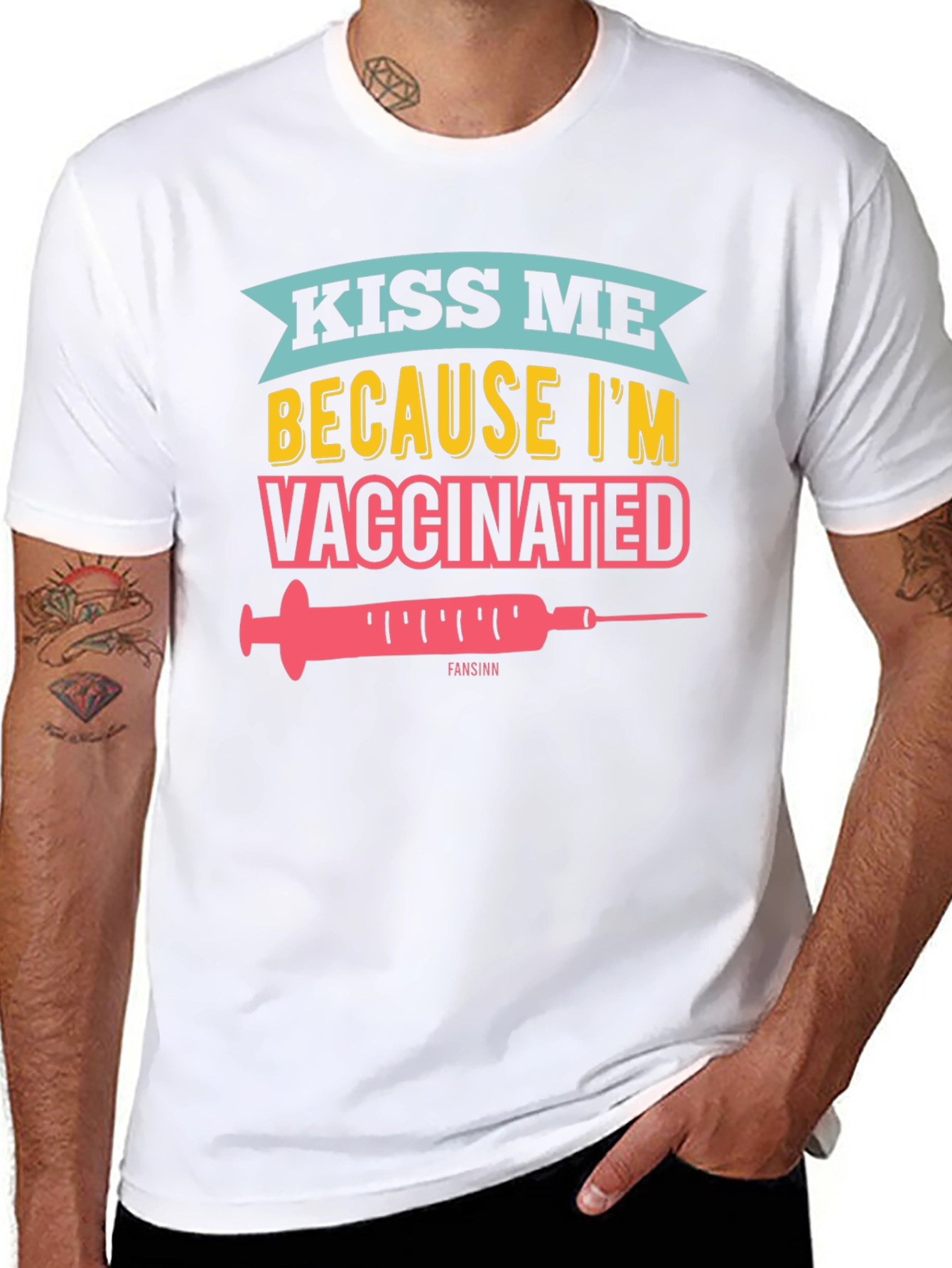 Kiss Me Im Vaccinated Black Graphic Tee