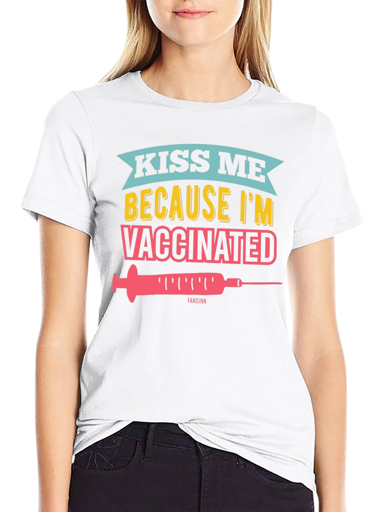Kiss Me Im Vaccinated Black Graphic Tee