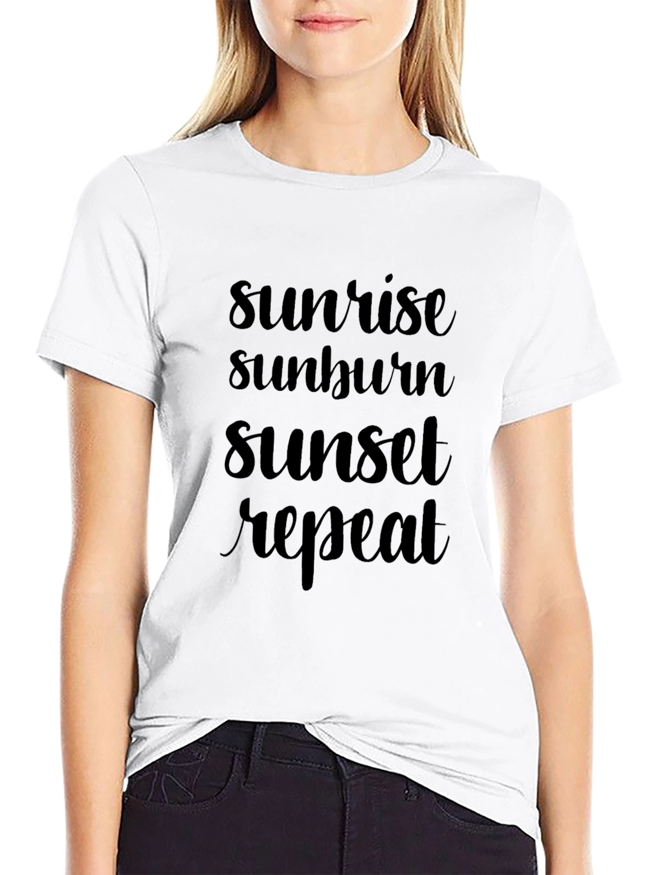 Sunrise Sunburn Sunset Repeat Black T-Shirt