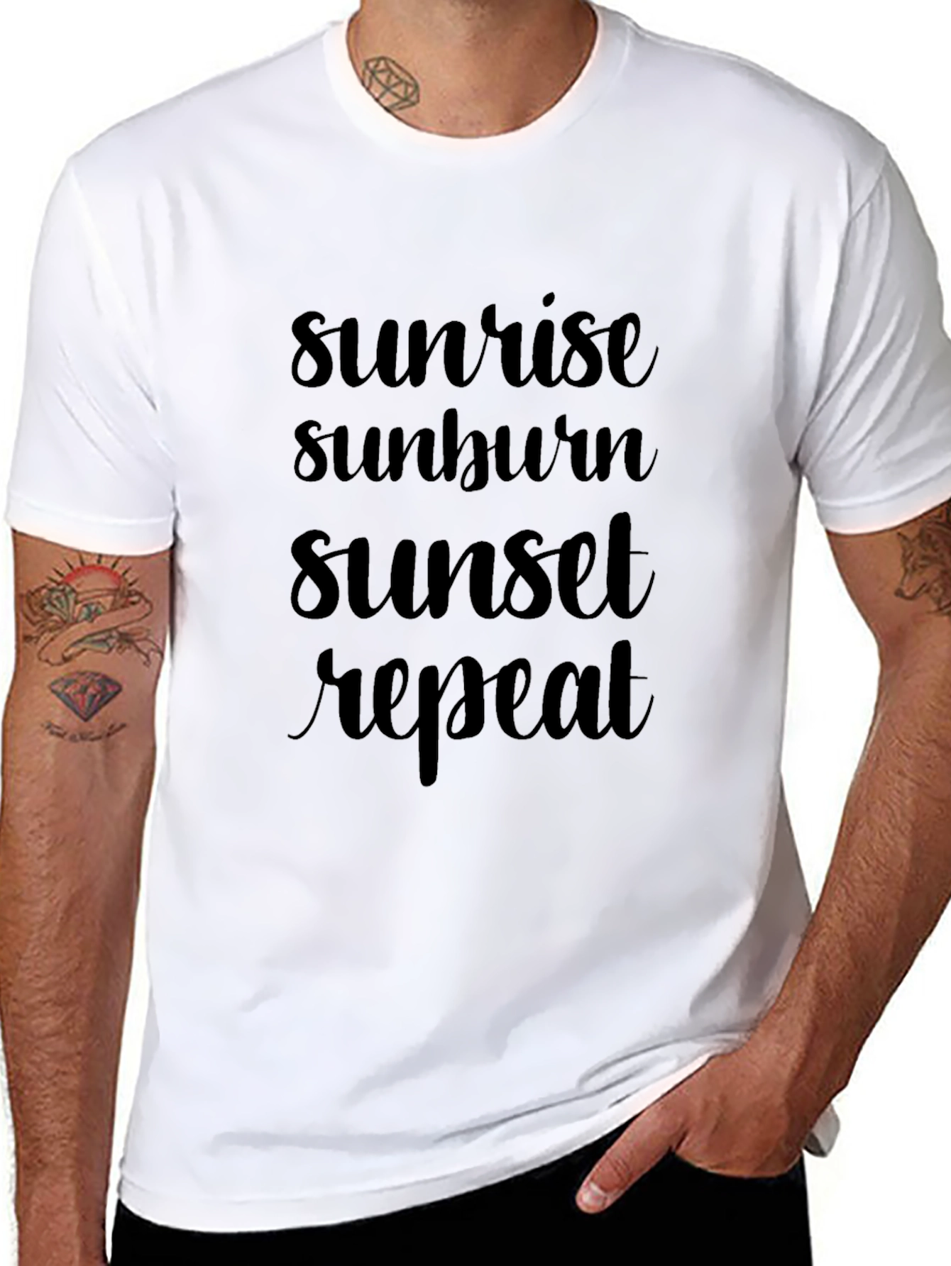 Sunrise Sunburn Sunset Repeat Black T-Shirt