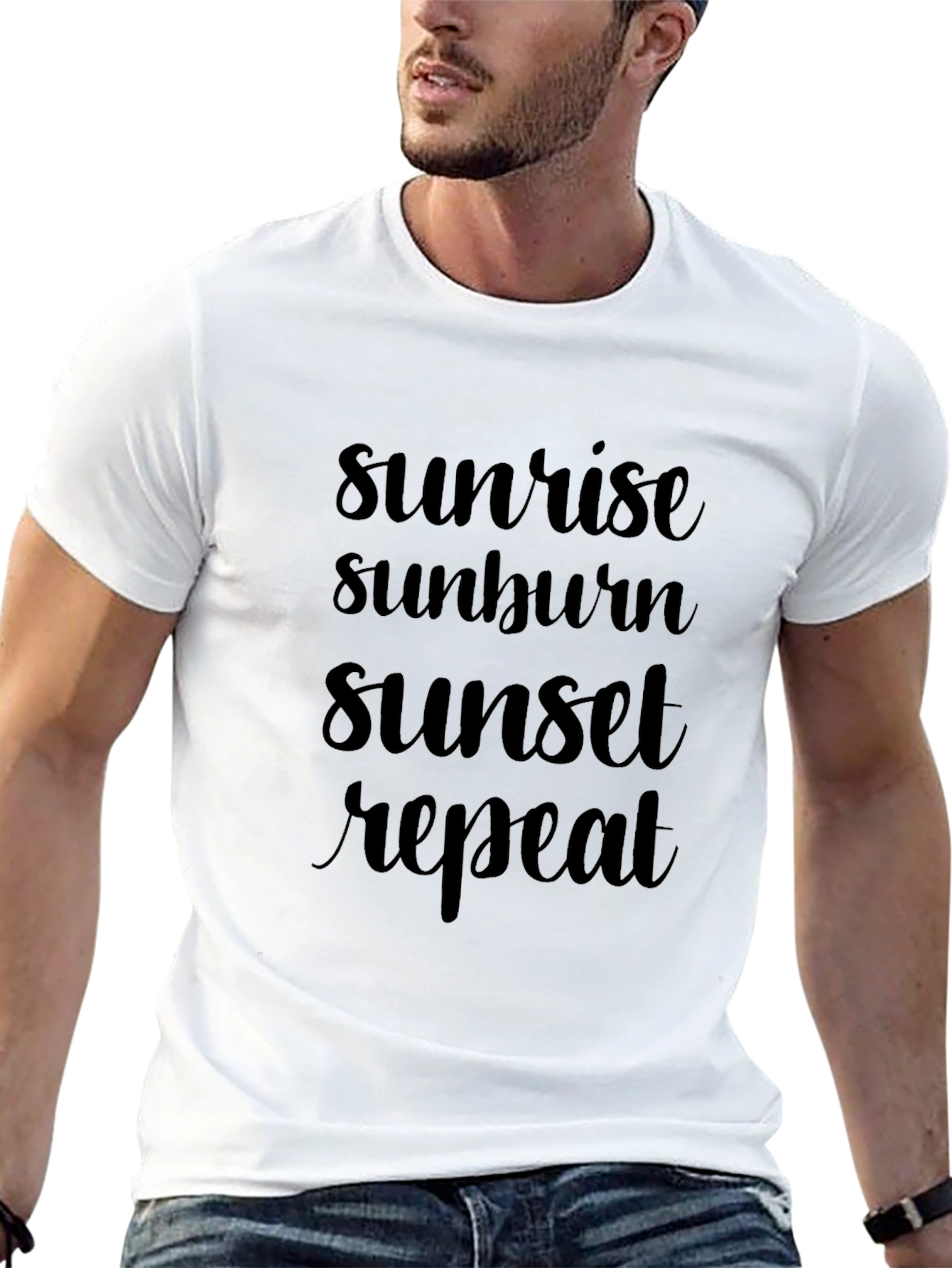 Sunrise Sunburn Sunset Repeat Black T-Shirt