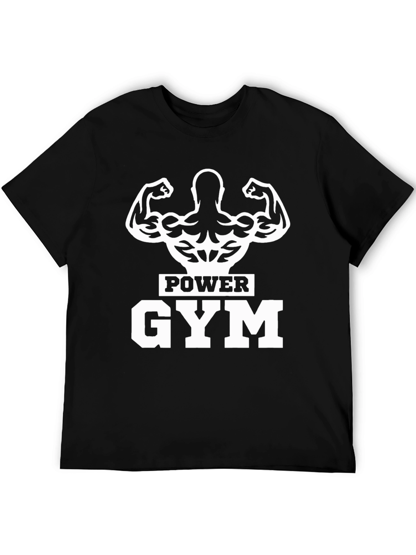 Power Gym Black T-Shirt Muscle Design