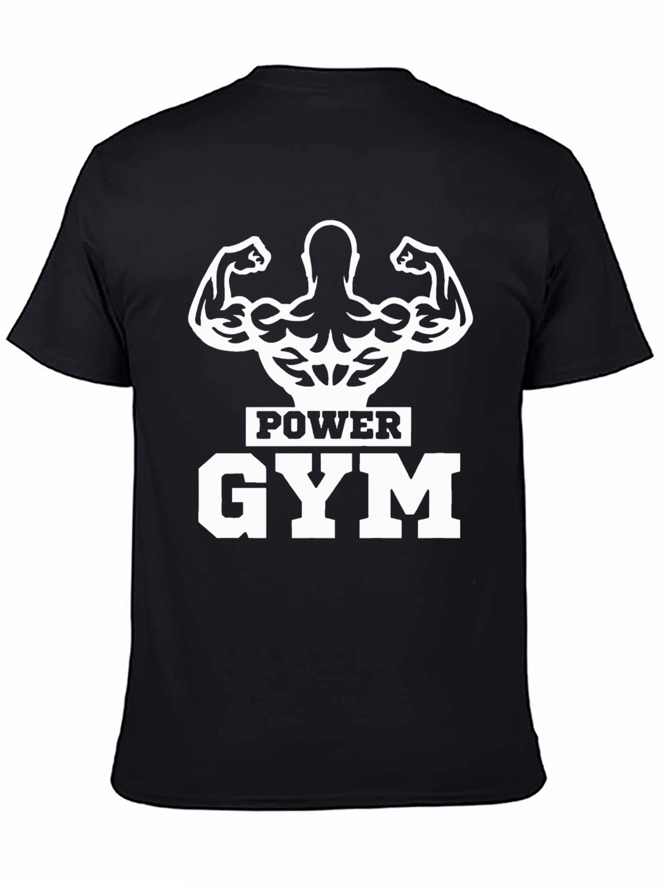 Power Gym Black T-Shirt Muscle Design
