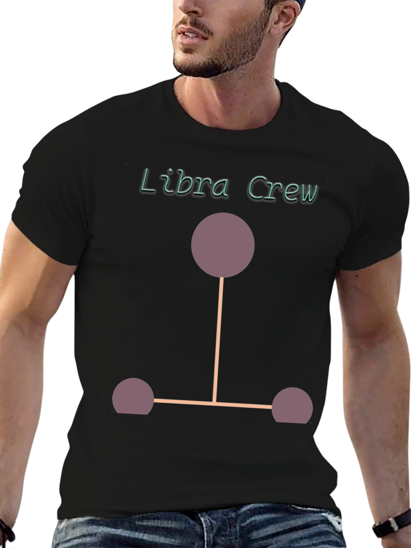 Libra Crew Graphic T-Shirt - Black Cotton Blend