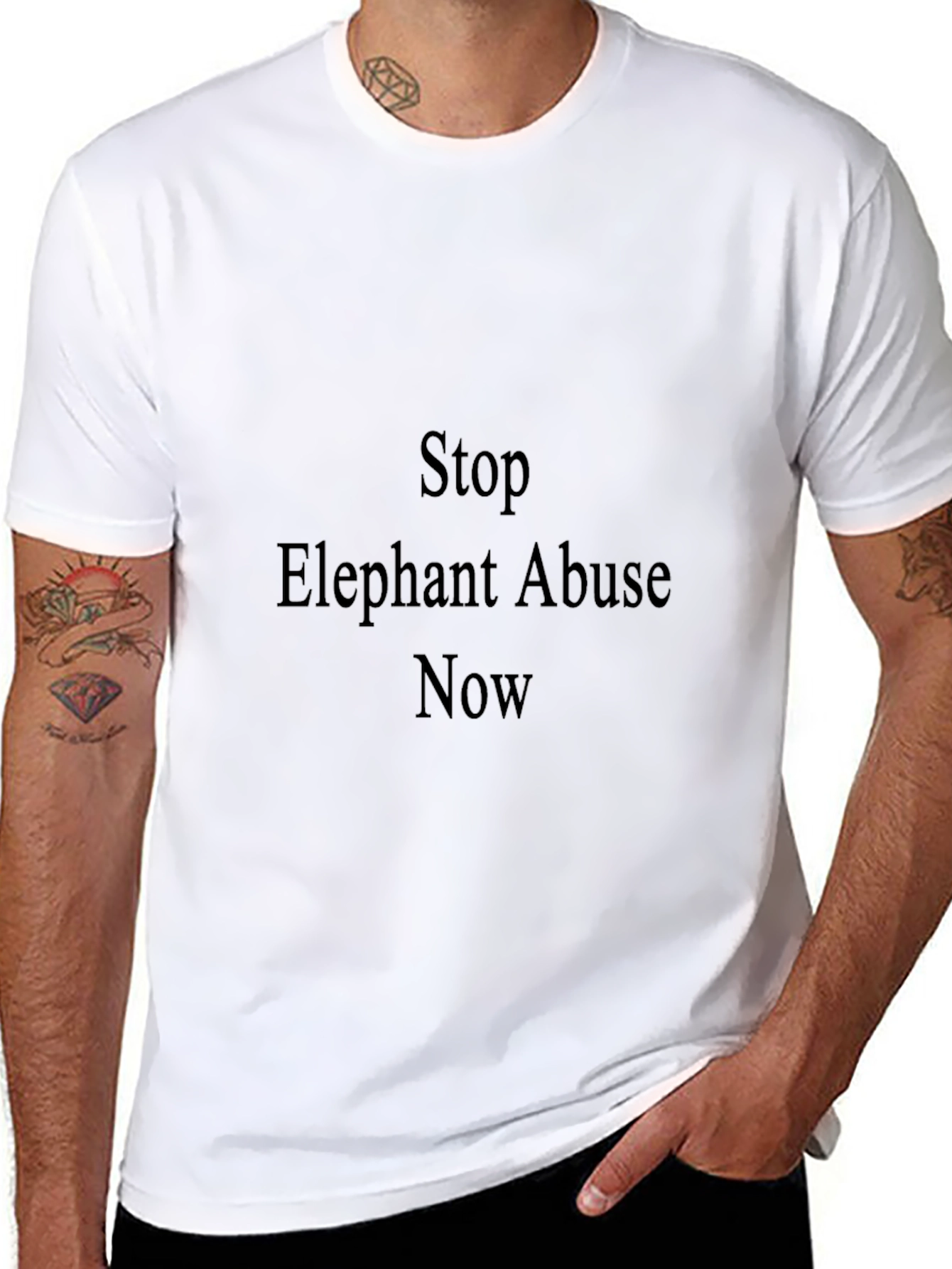 Stop Elephant Abuse Now Black T-Shirt