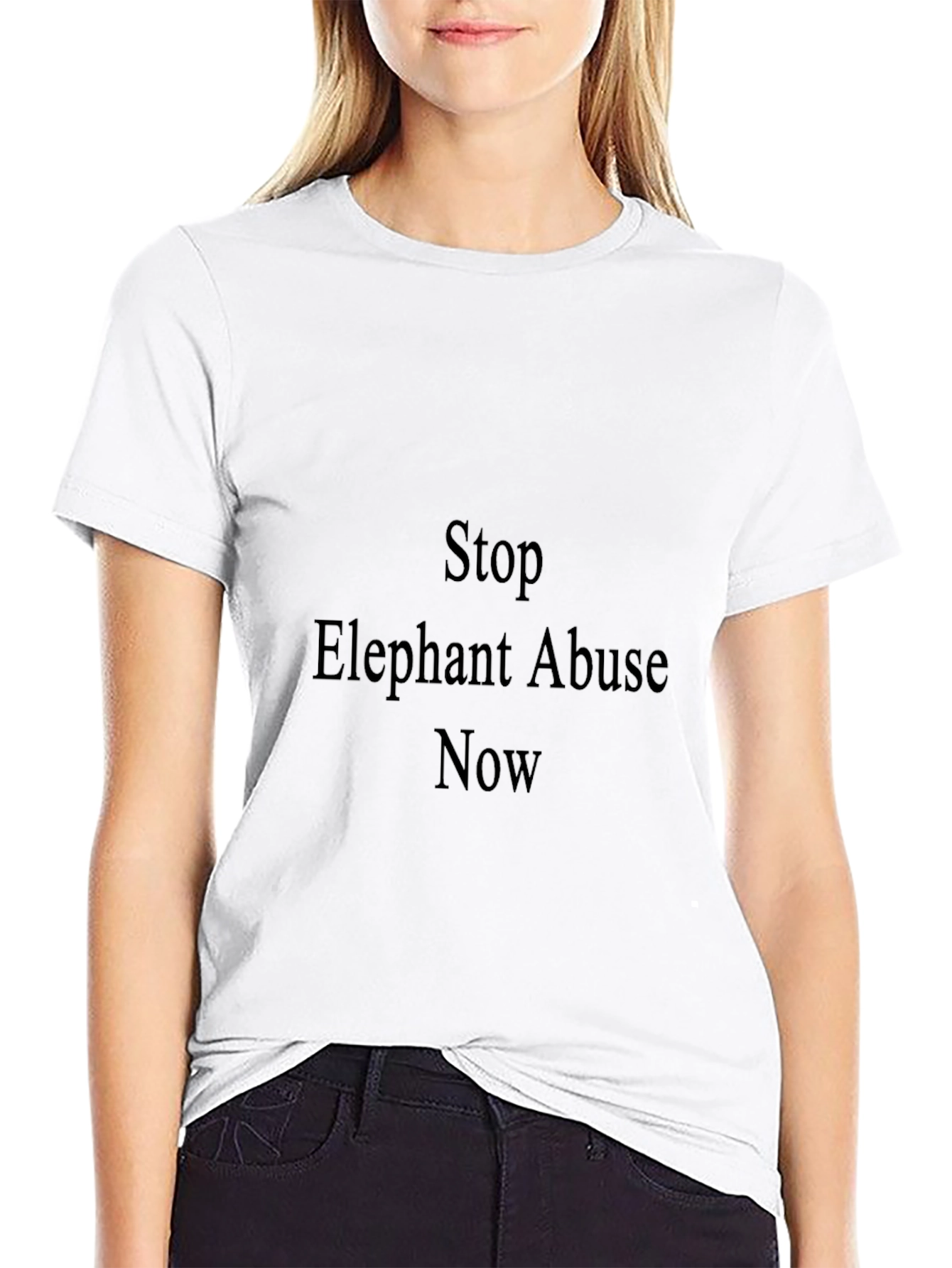 Stop Elephant Abuse Now Black T-Shirt