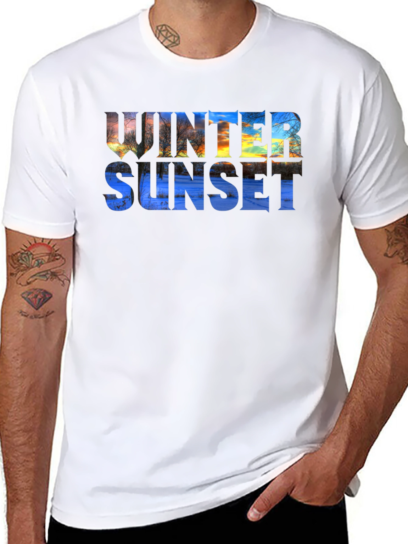 Winter Sunset Graphic T-Shirt - Stylish & Unique
