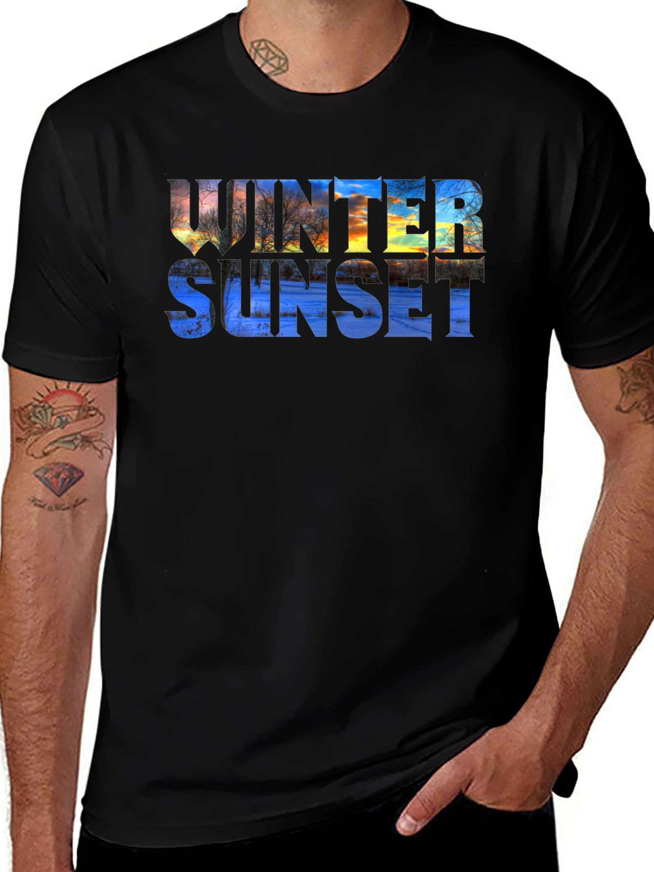 Winter Sunset Graphic T-Shirt - Stylish & Unique