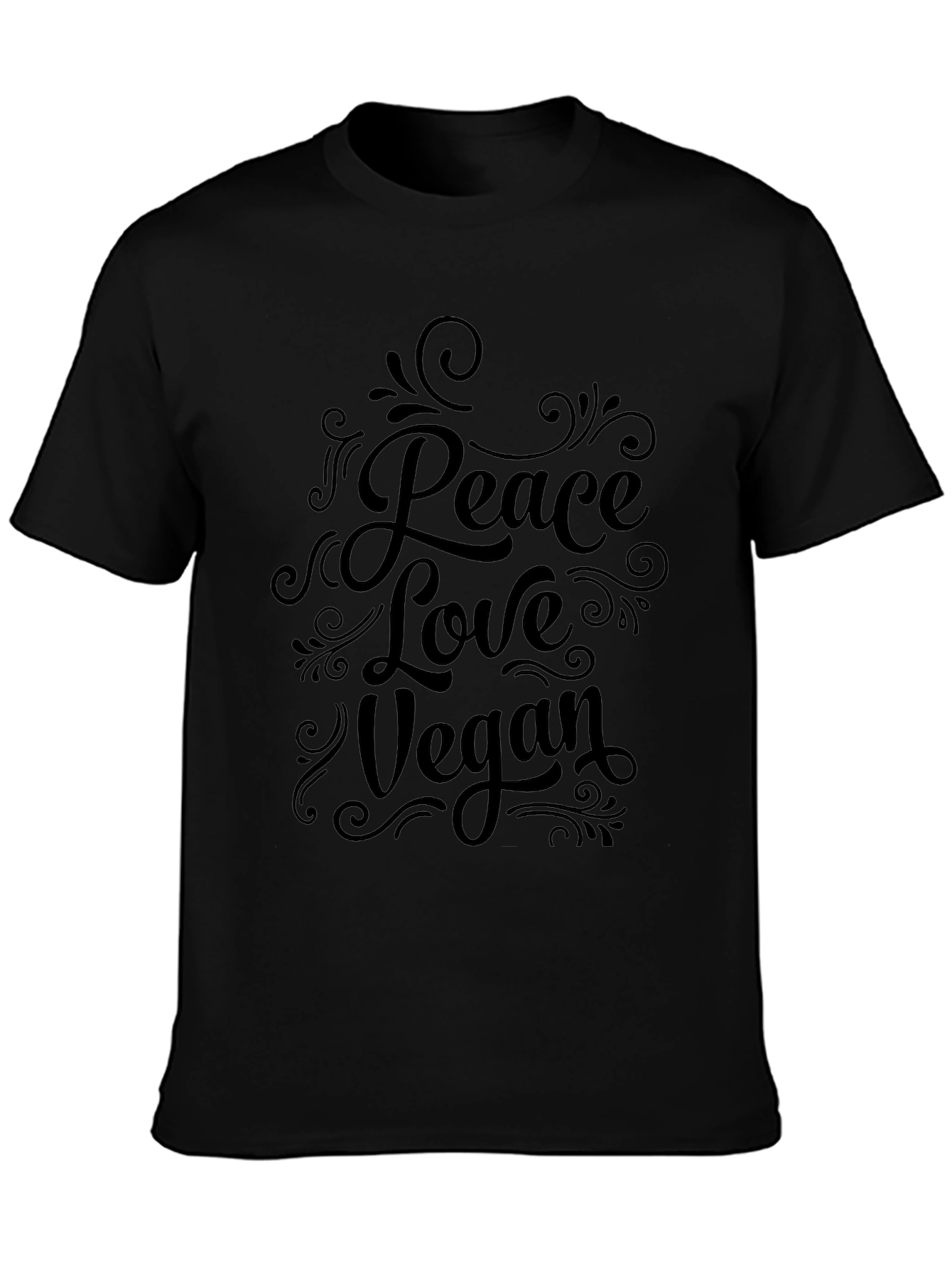 Peace Love Vegan Graphic T-Shirt - Black