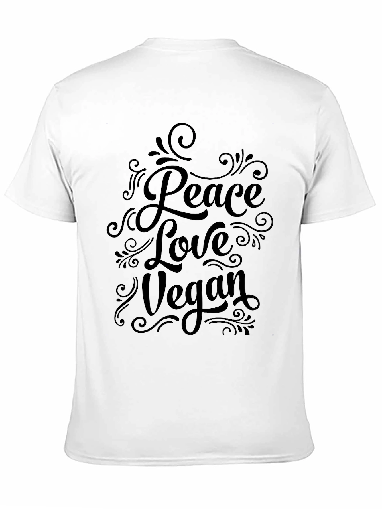 Peace Love Vegan Graphic T-Shirt - Black