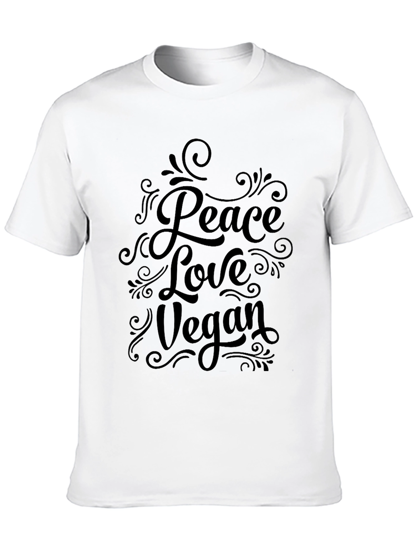 Peace Love Vegan Graphic T-Shirt - Black