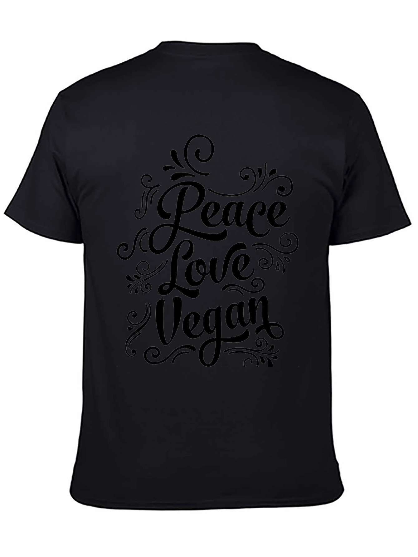 Peace Love Vegan Graphic T-Shirt - Black