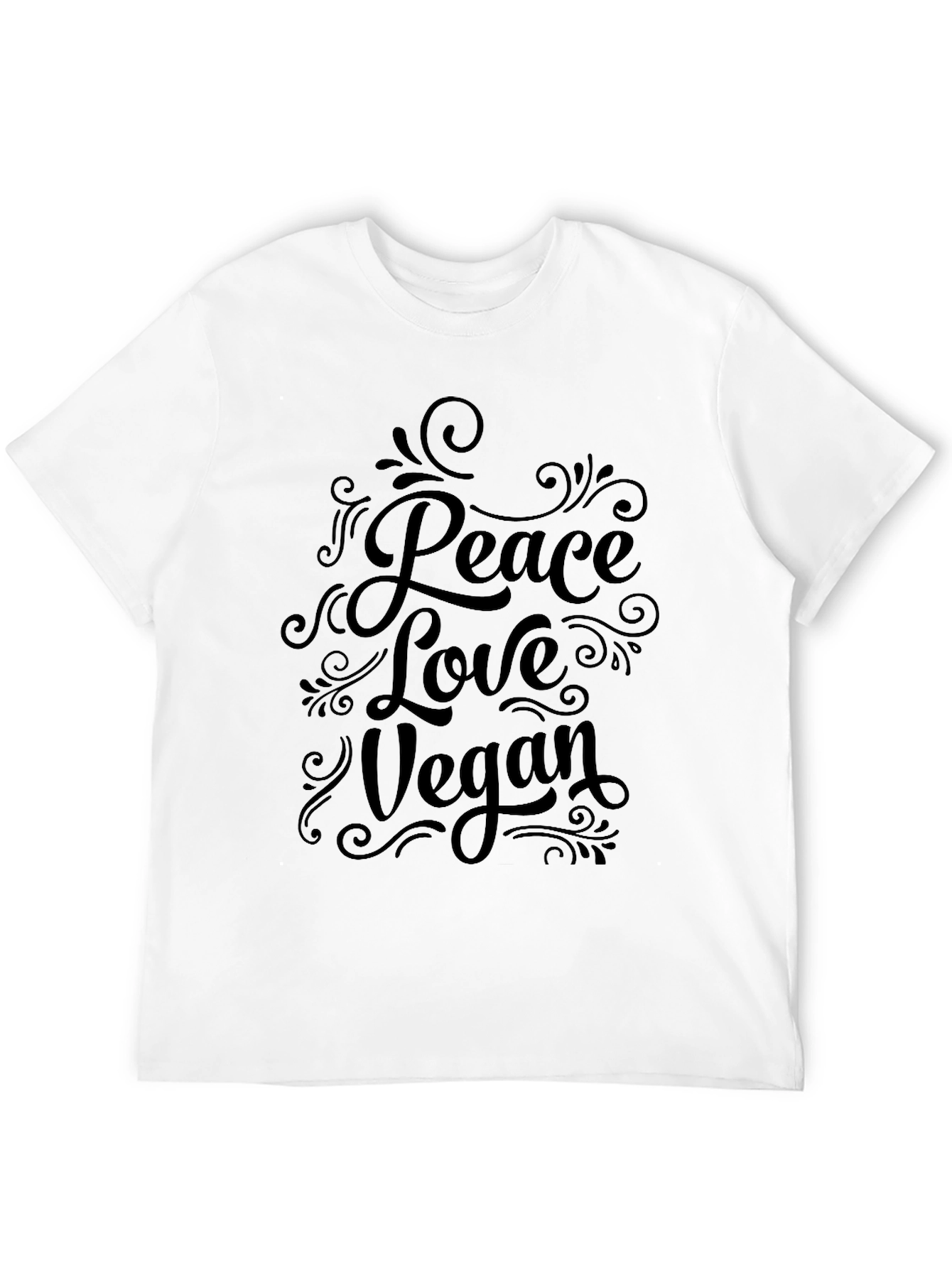 Peace Love Vegan Graphic T-Shirt - Black