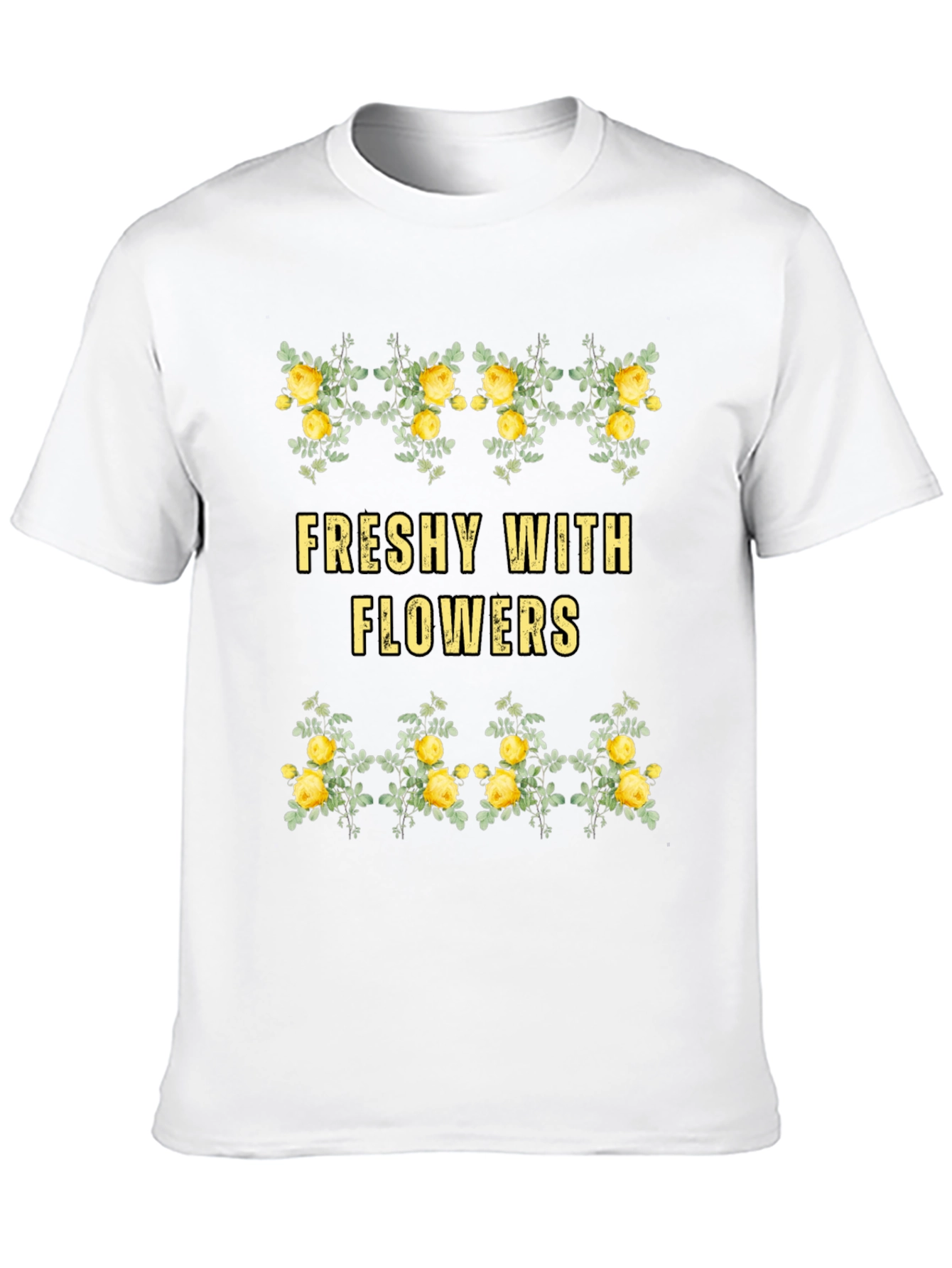 Freshy With Flowers Black Graphic Tee