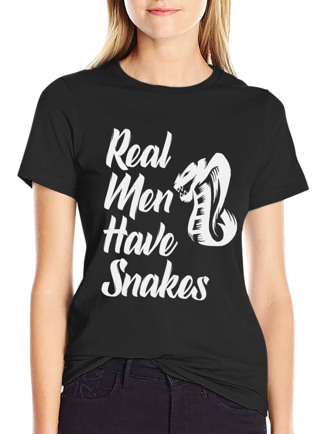 Real Men Have Snakes Graphic Tee - Black
