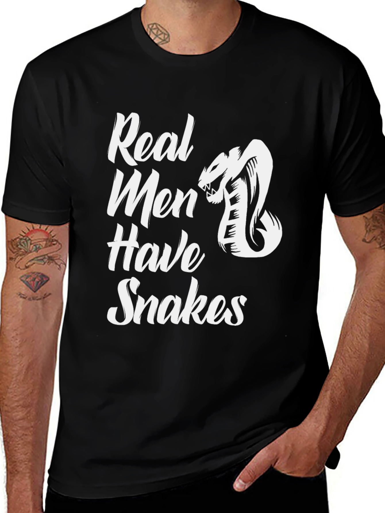 Real Men Have Snakes Graphic Tee - Black