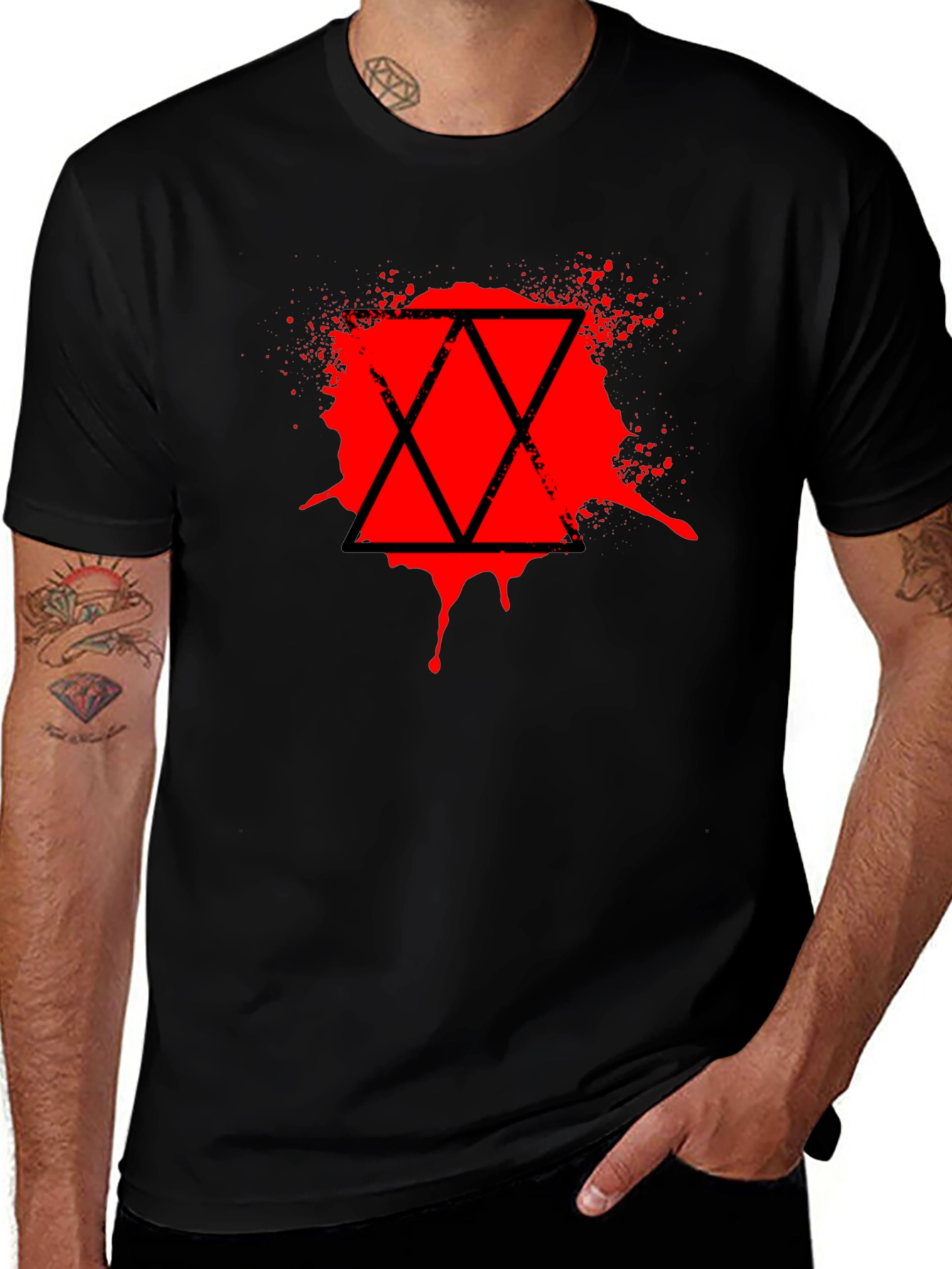 Geometric Splatter Tee - Black Graphic Print Shirt