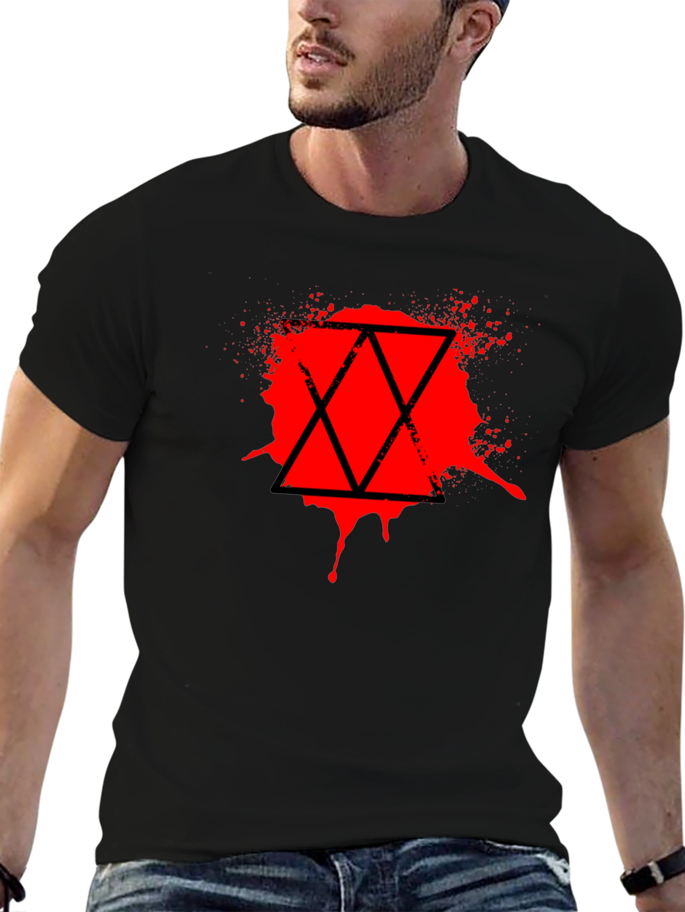 Geometric Splatter Tee - Black Graphic Print Shirt