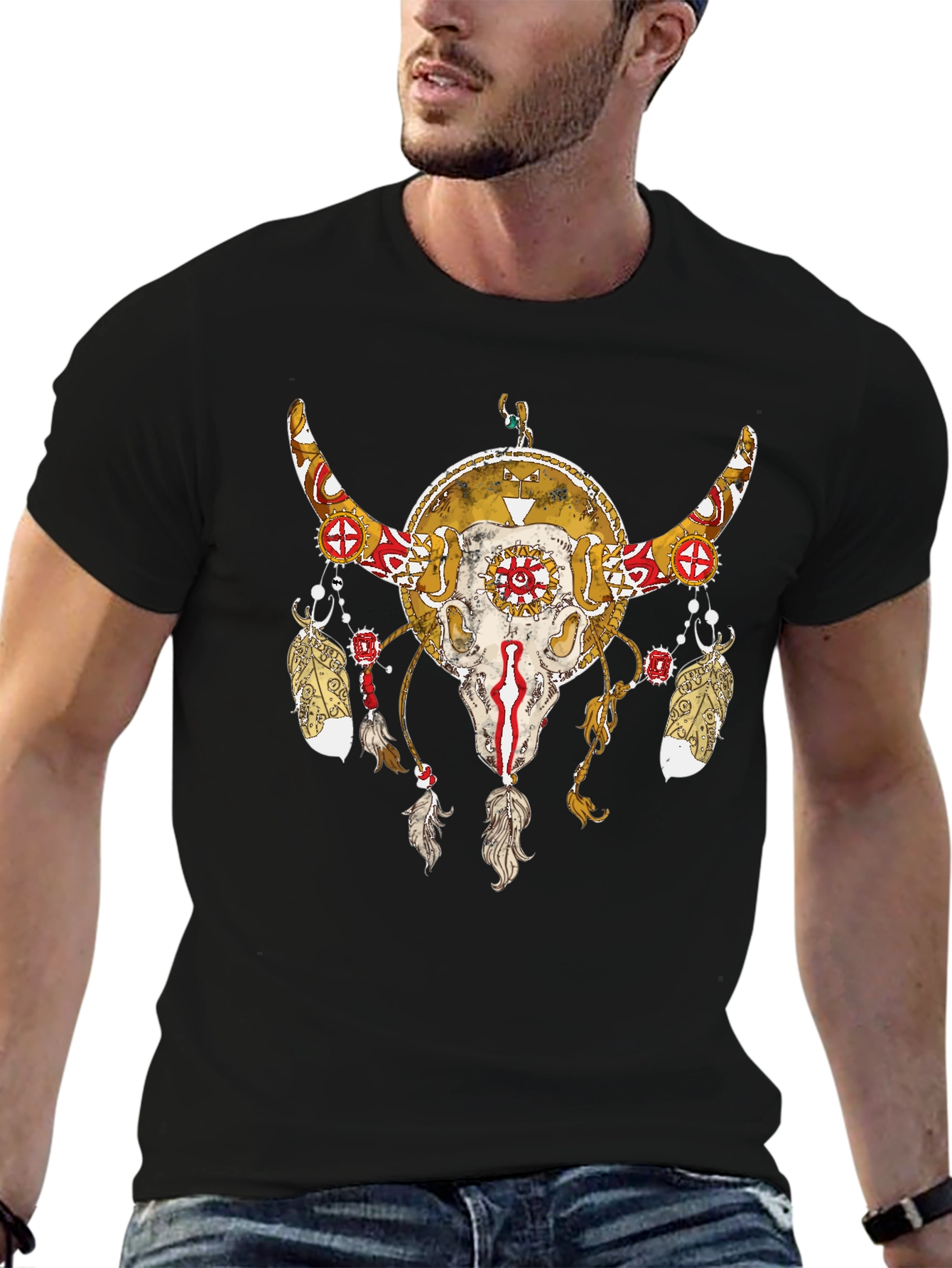 Native American Bull Skull T-Shirt