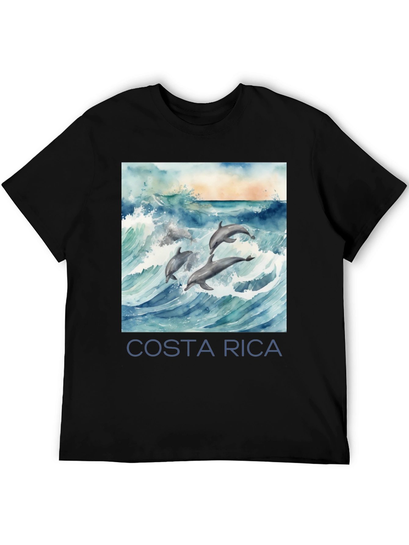 Costa Rica Dolphin Tee - Black Graphic T-Shirt