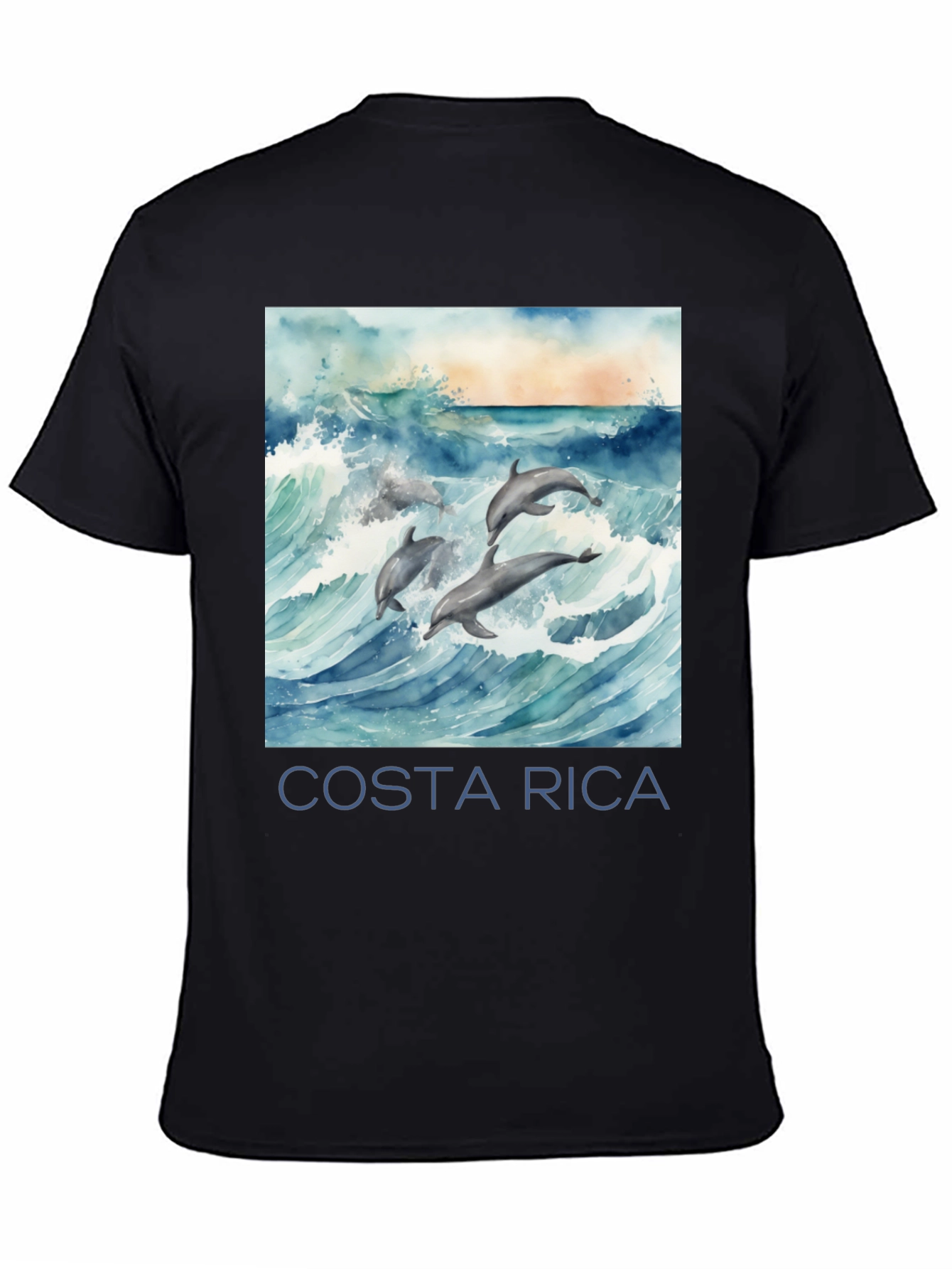 Costa Rica Dolphin Tee - Black Graphic T-Shirt