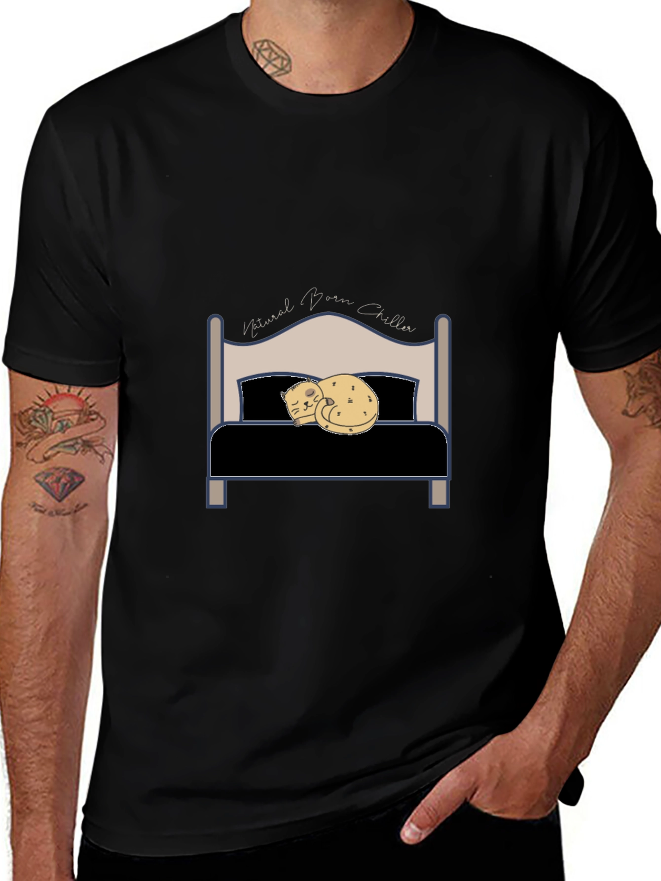 Natural Born Chiller T-Shirt - Cat Bed Design