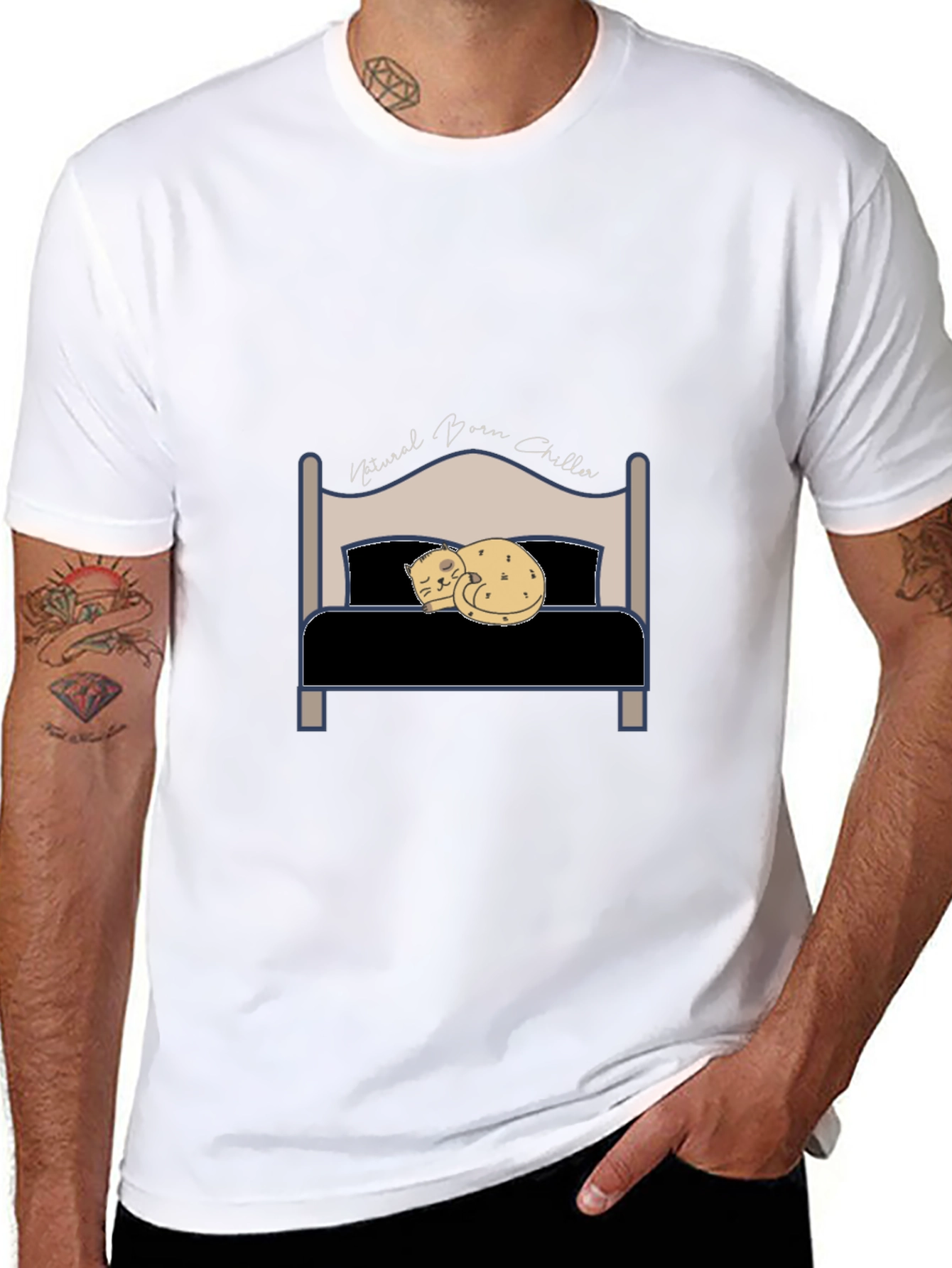 Natural Born Chiller T-Shirt - Cat Bed Design