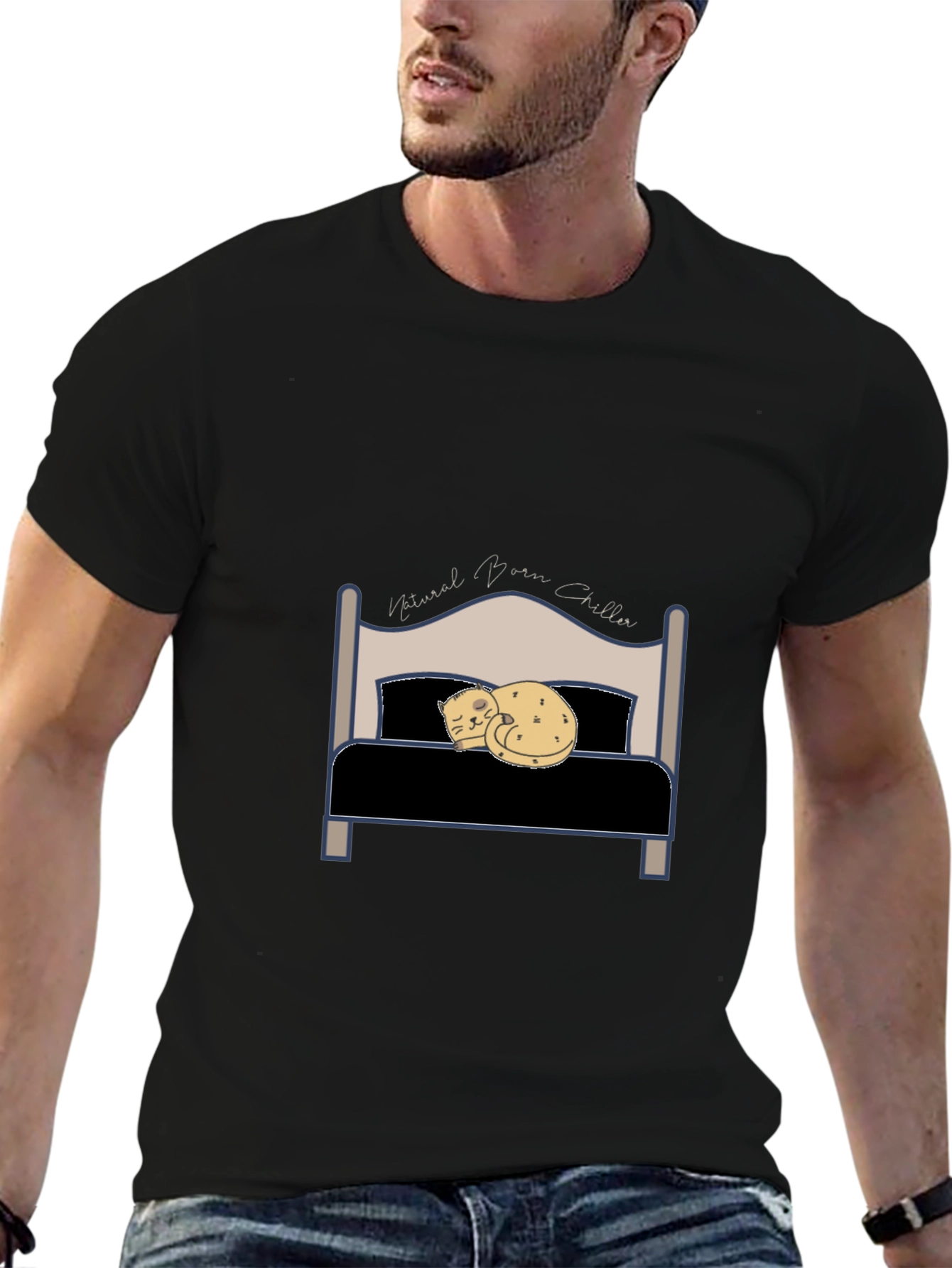 Natural Born Chiller T-Shirt - Cat Bed Design