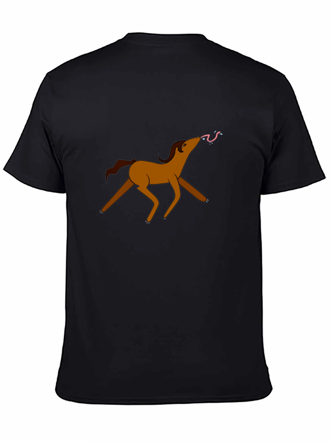 Cartoon Horse Graphic Tee - Black