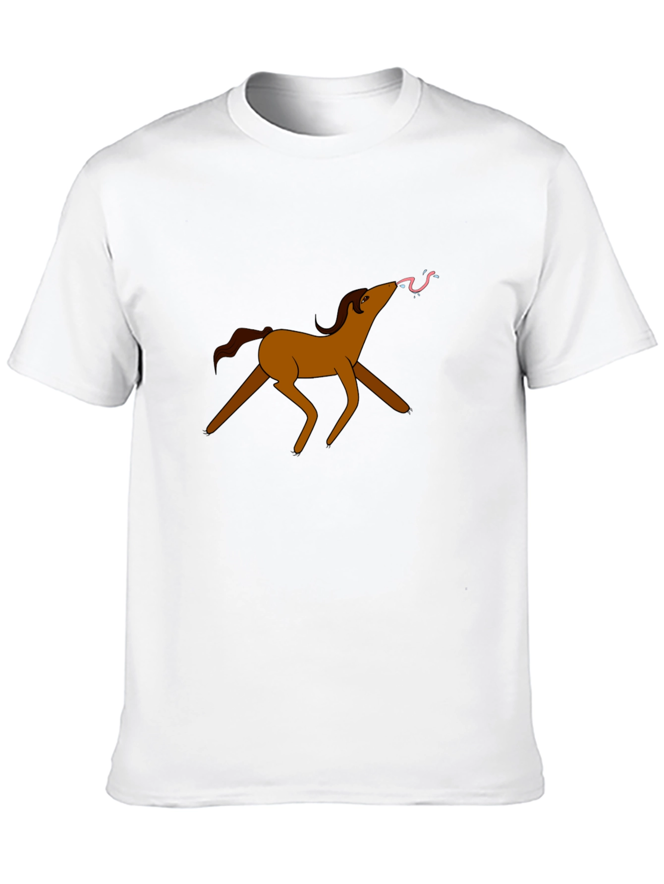 Cartoon Horse Graphic Tee - Black