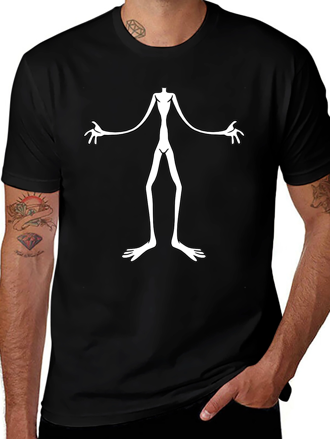 Creepy Alien Graphic Black T-Shirt - Unique Design