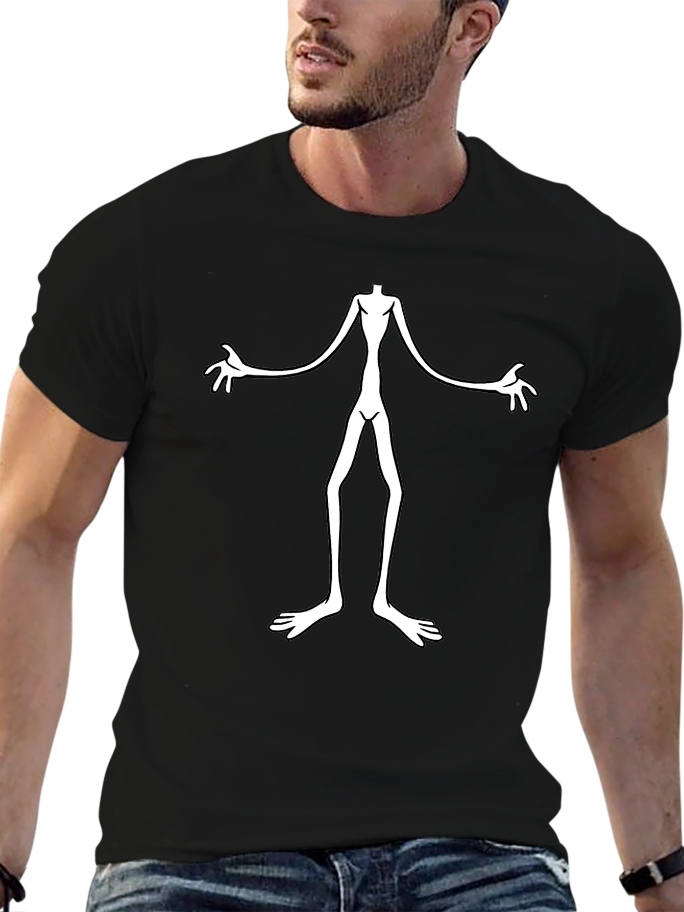 Creepy Alien Graphic Black T-Shirt - Unique Design