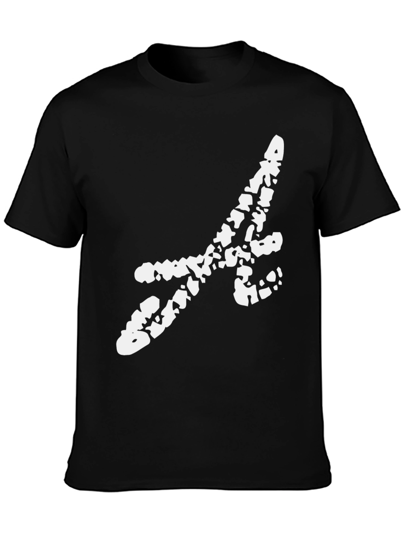Black Tee with Abstract White Initial Design