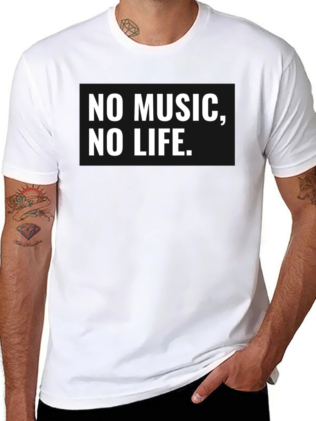 No Music No Life T-Shirt - Black