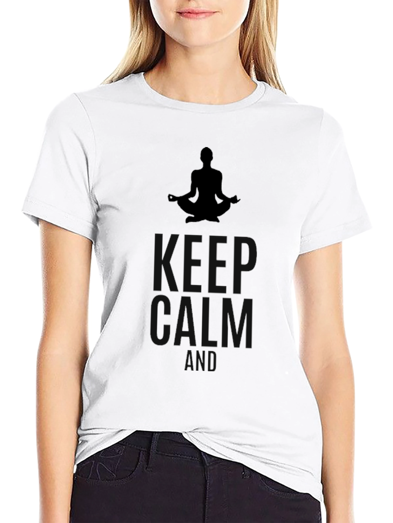 Mens Keep Calm Yoga Meditation Black T-Shirt