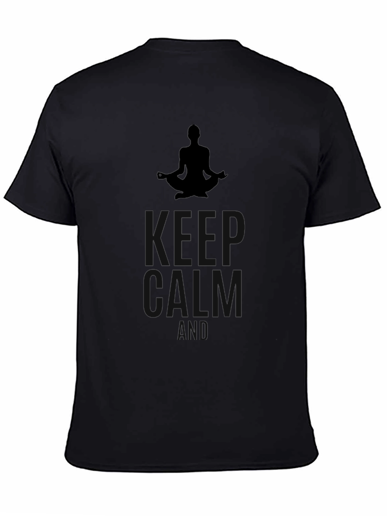 Mens Keep Calm Yoga Meditation Black T-Shirt