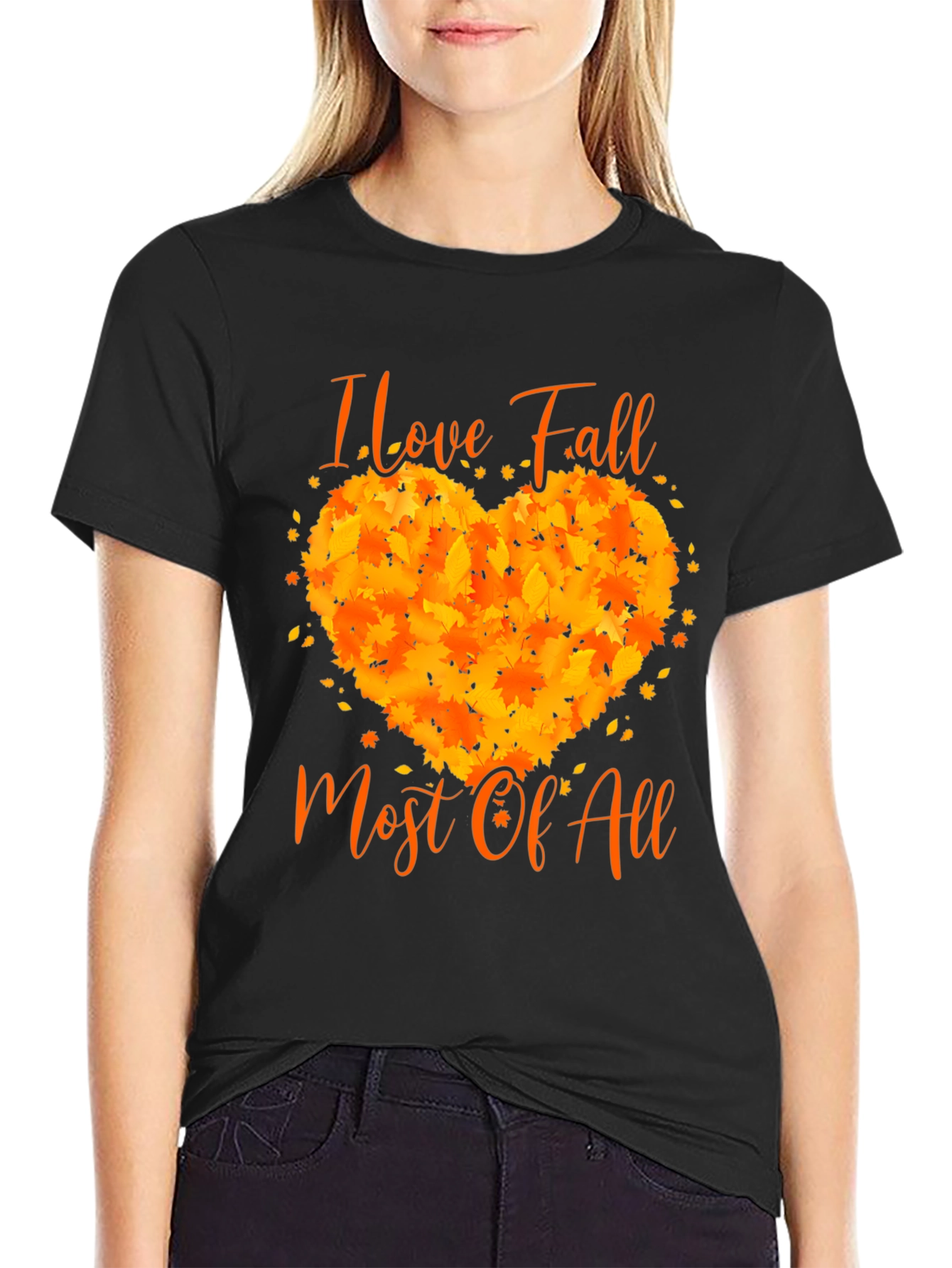 I Love Fall T-Shirt Autumn Leaf Heart