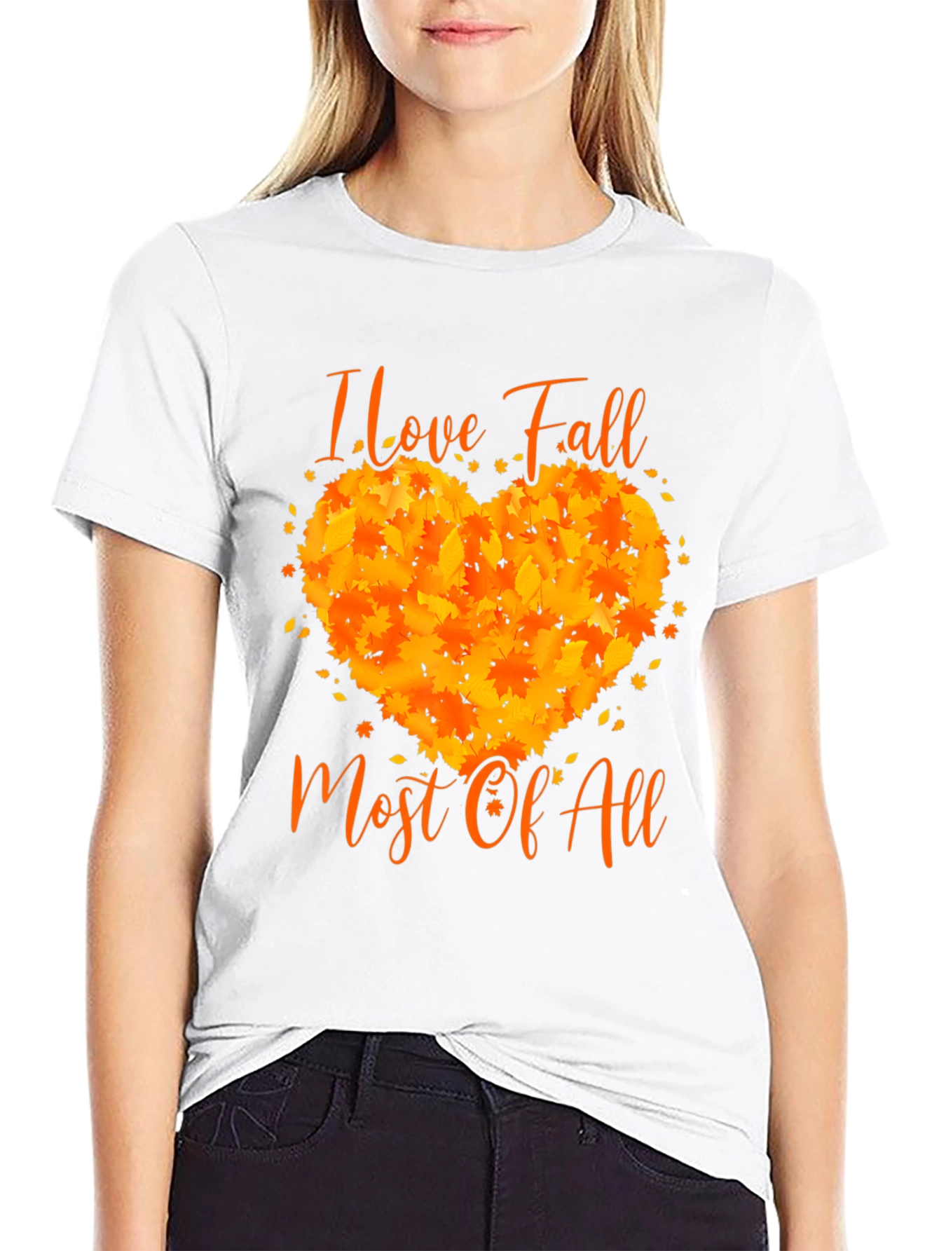 I Love Fall T-Shirt Autumn Leaf Heart