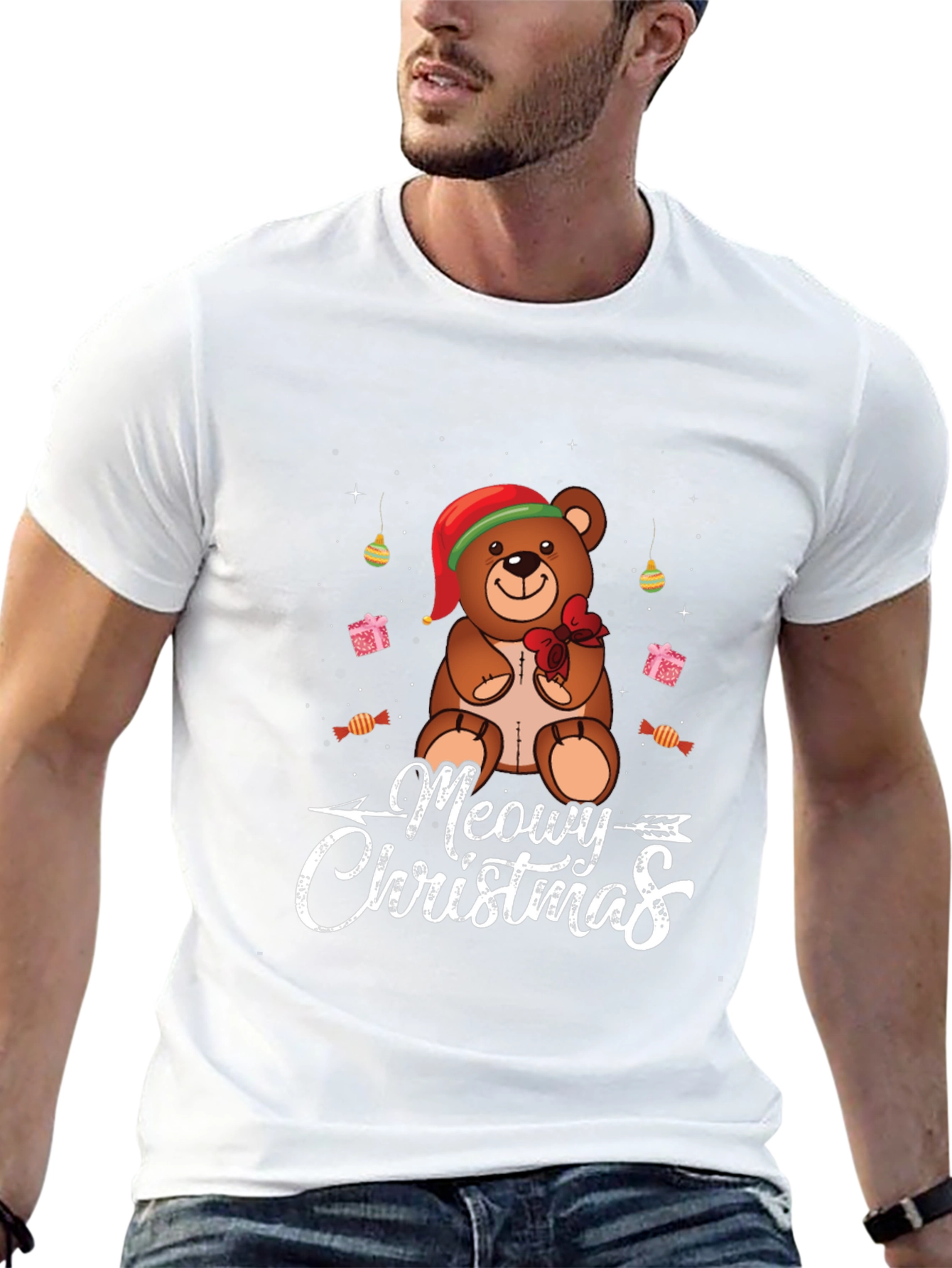 Meowy Christmas Bear T-Shirt