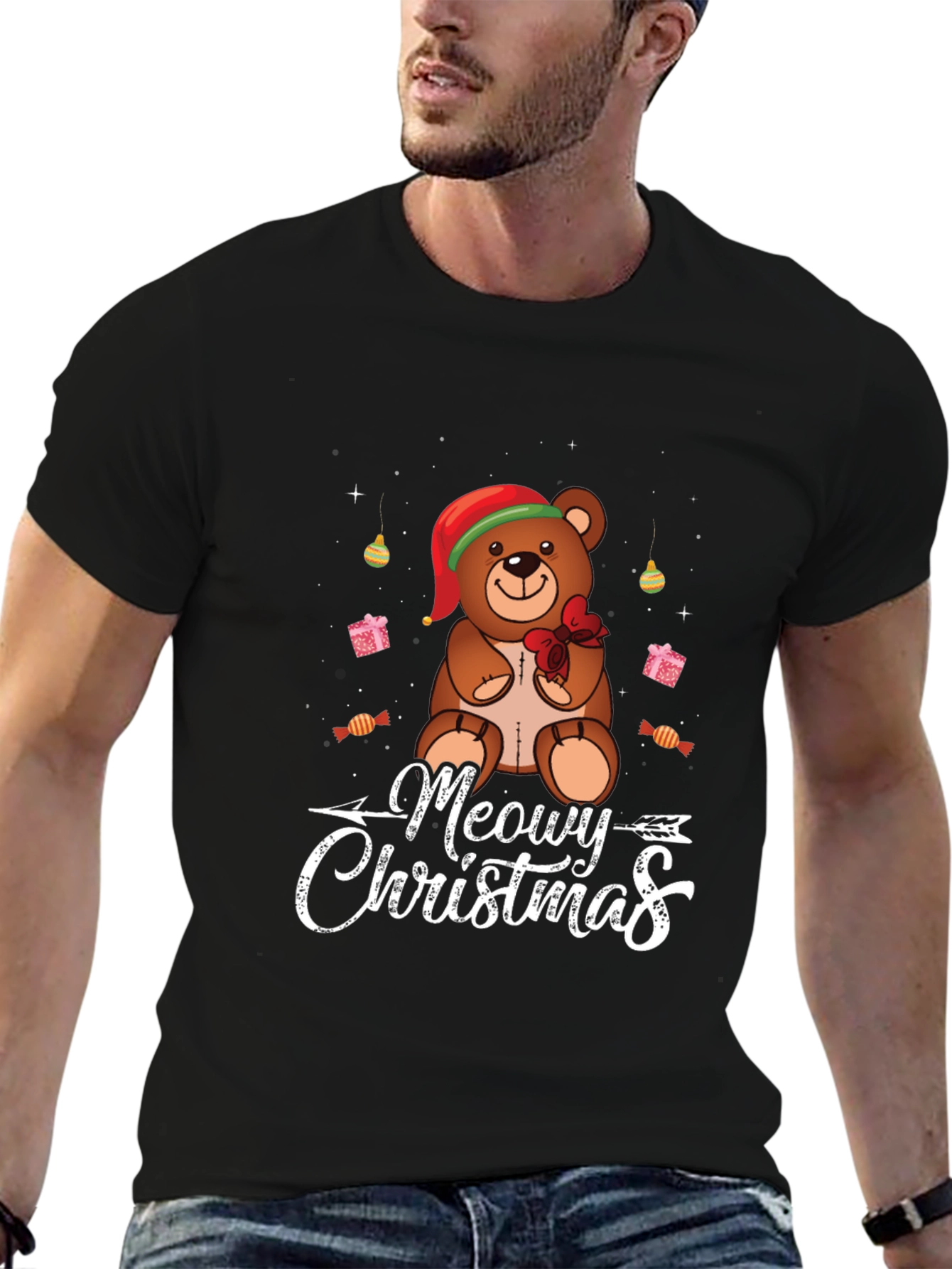 Meowy Christmas Bear T-Shirt
