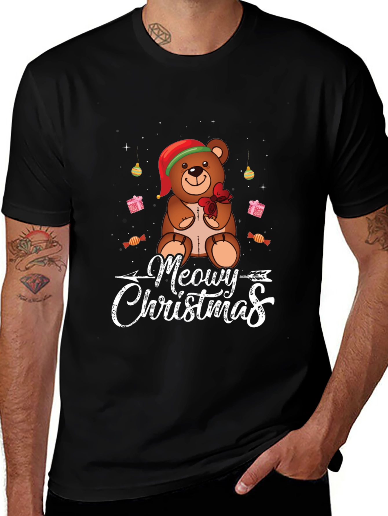 Meowy Christmas Bear T-Shirt