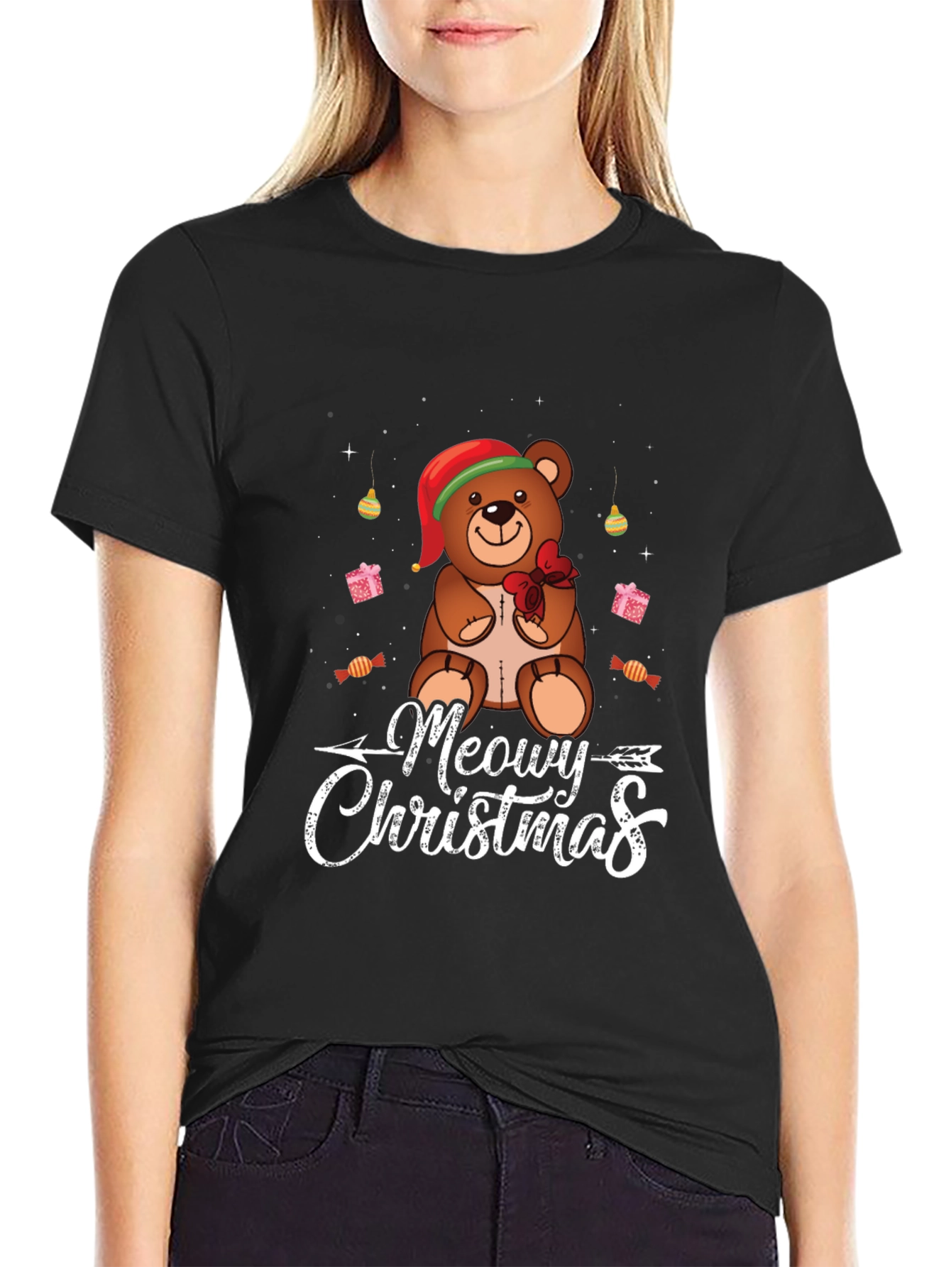 Meowy Christmas Bear T-Shirt