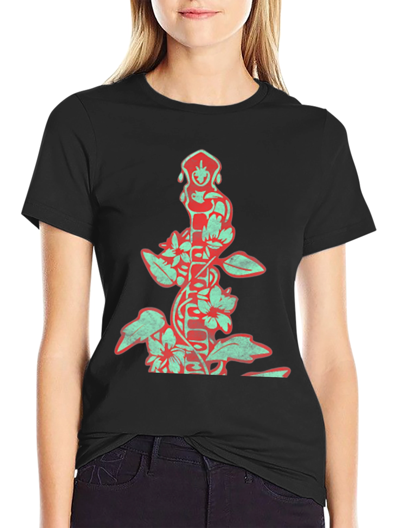 Floral God Graphic Black T-Shirt