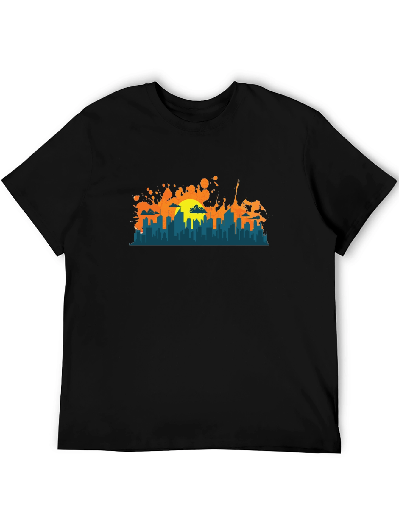 Cityscape Sunset Graphic Tee - Black
