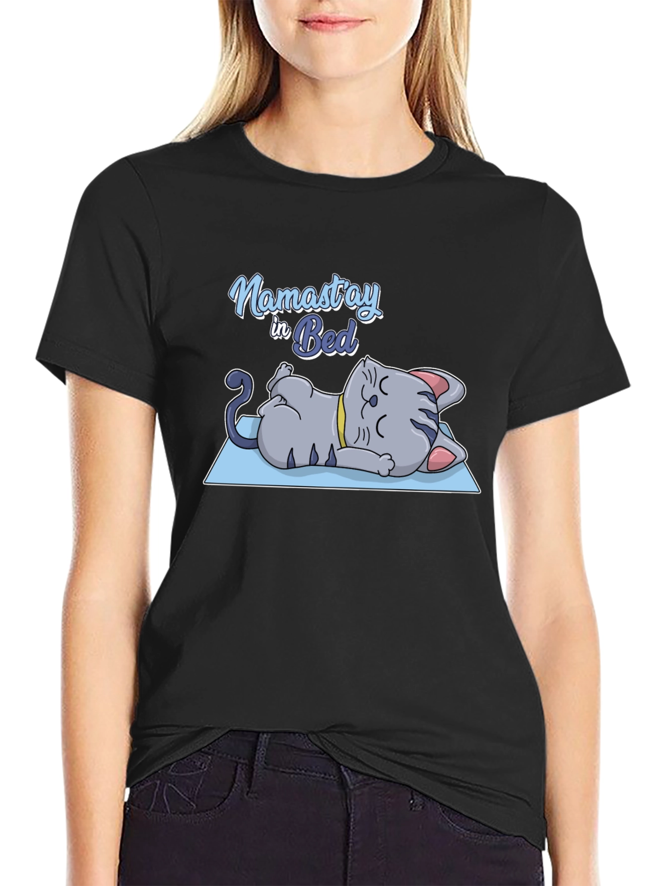 Namastay in Bed Cat Yoga T-Shirt