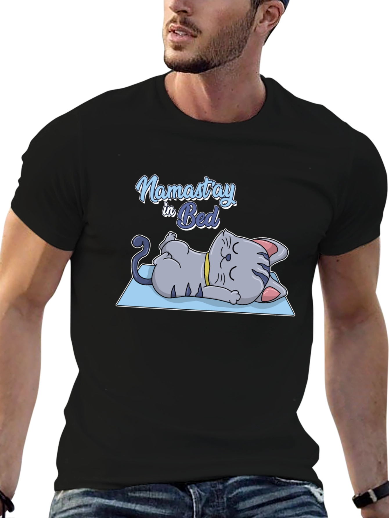 Namastay in Bed Cat Yoga T-Shirt