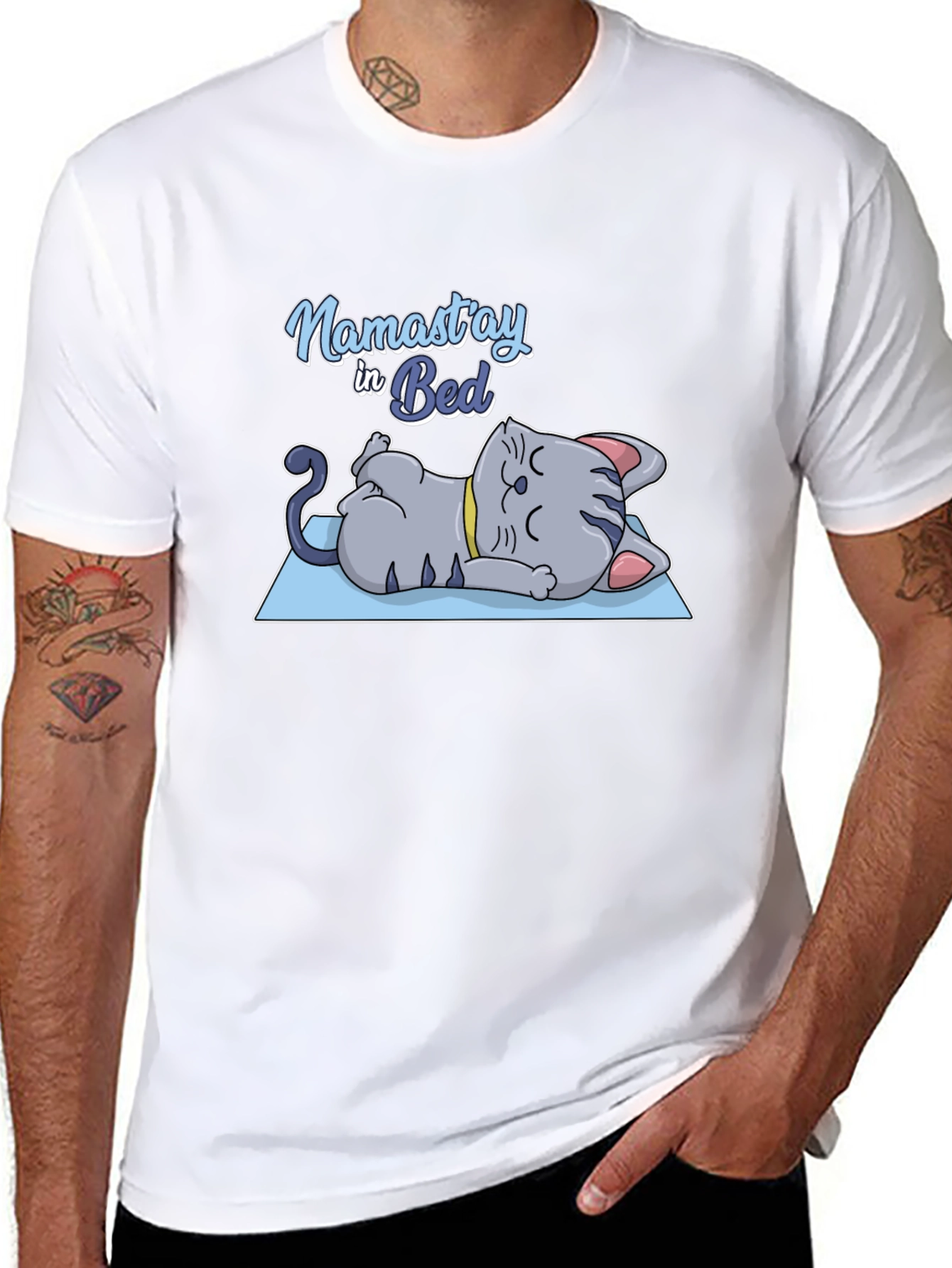 Namastay in Bed Cat Yoga T-Shirt