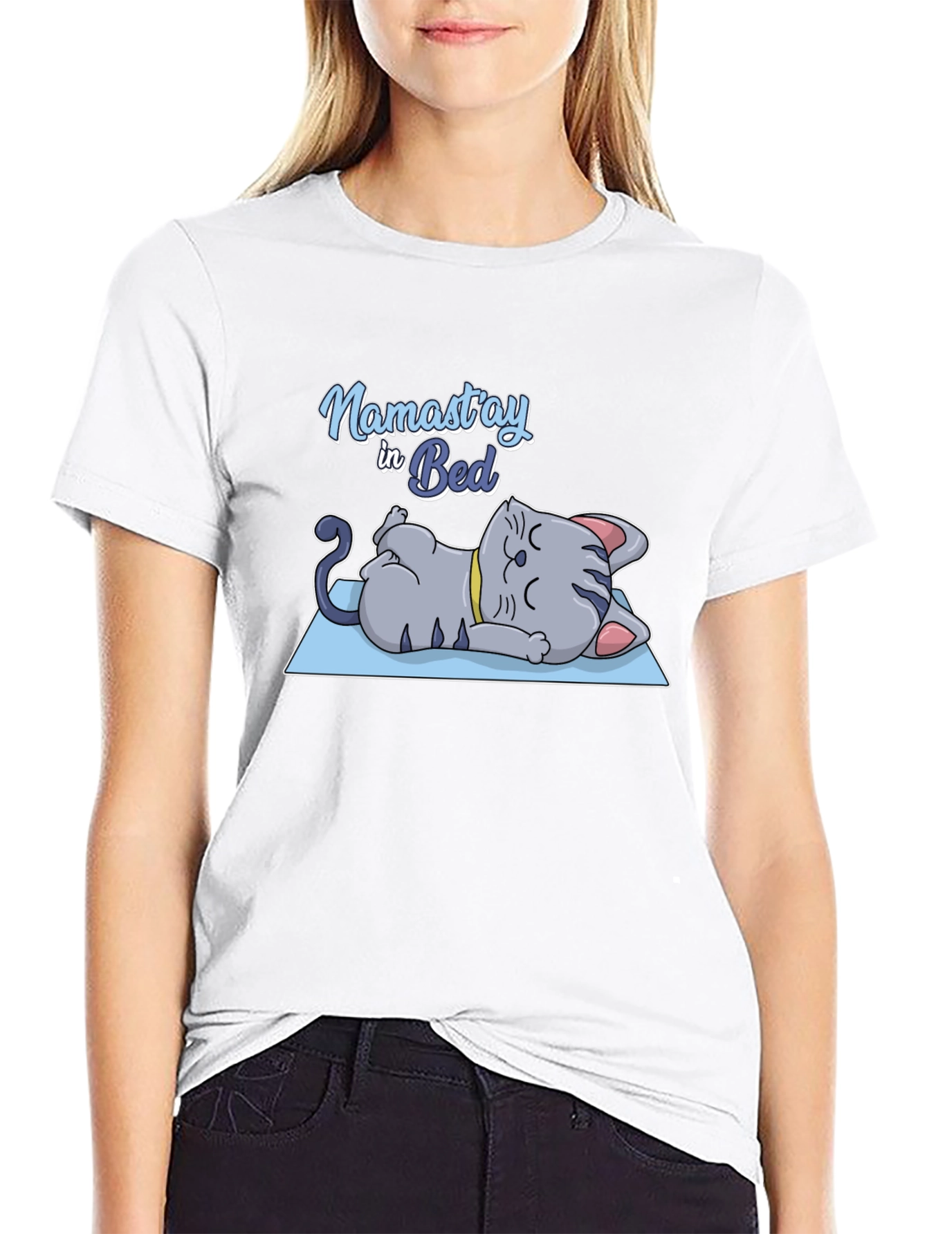 Namastay in Bed Cat Yoga T-Shirt